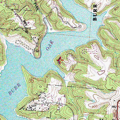 Topographic Map of Burr Oak Lodge, OH