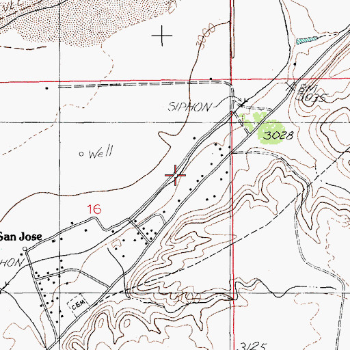 Topographic Map of San Jose Canal, AZ