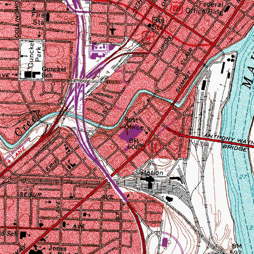 Topographic Map of Toledo Post Office, OH