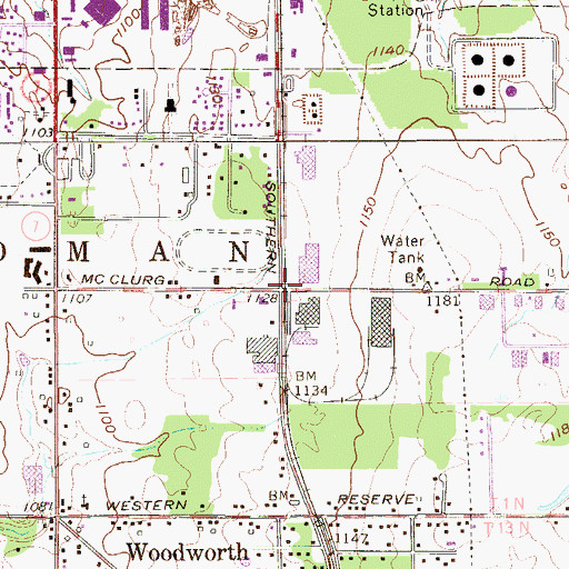 Topographic Map of McClurg, OH