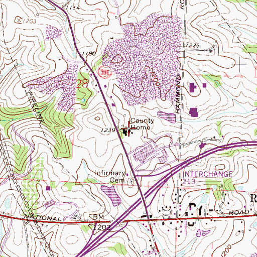 Topographic Map of Belmont County Home, OH