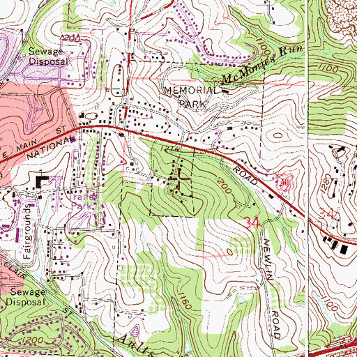 Topographic Map of Saint Clairsville Elementary School, OH