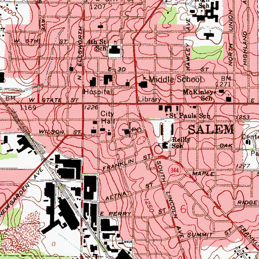 Topographic Map of Salem Post Office, OH