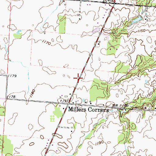 Topographic Map of Rowe School (historical), OH