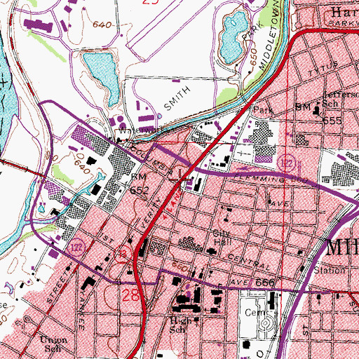 Topographic Map of Middletown Post Office, OH