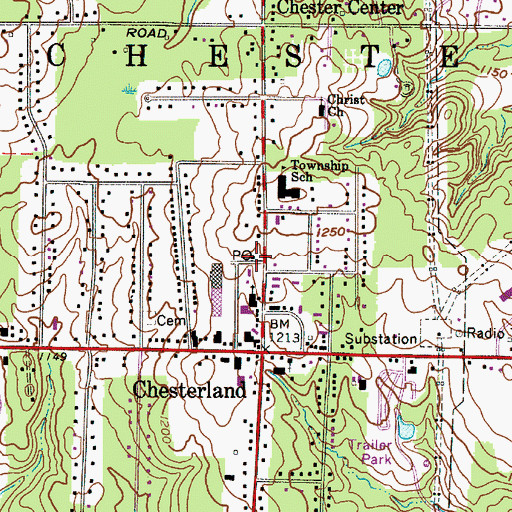 Topographic Map of Chesterland Post Office, OH