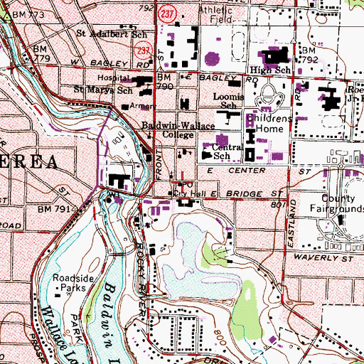 Topographic Map of Berea Post Office, OH