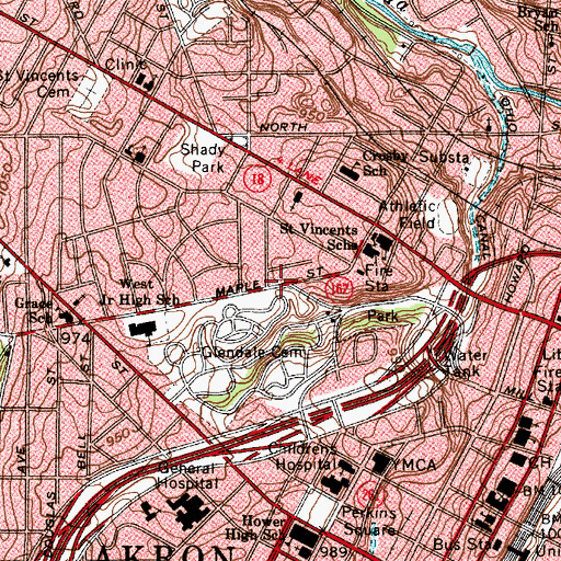 Topographic Map of Childrens Hospital Heliport, OH