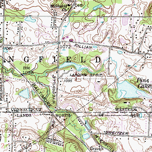 Topographic Map of Mayfield Airport, OH