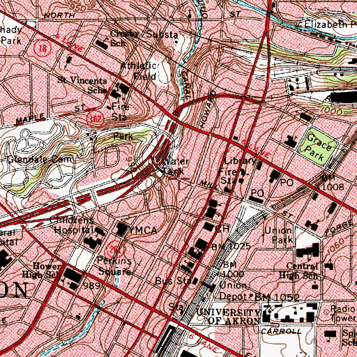 Topographic Map of Cascade Holiday Inn Heliport, OH