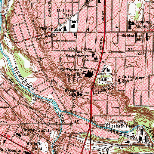 Topographic Map of Saint Thomas Hospital Heliport, OH