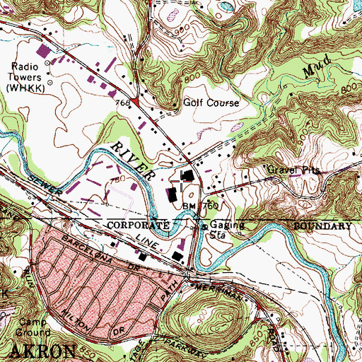 Topographic Map of Old Portage Heliport, OH