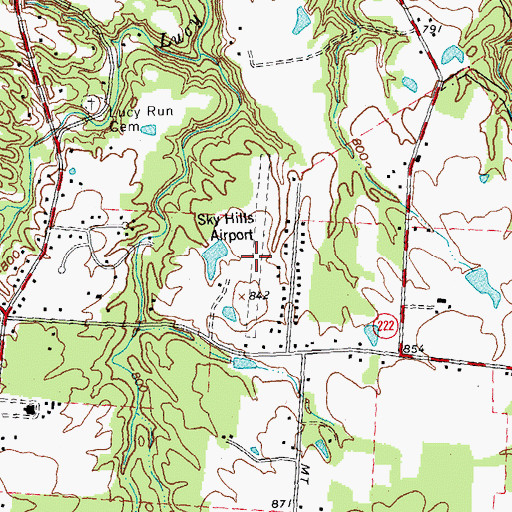 Topographic Map of Sky Hills Airport (historical), OH