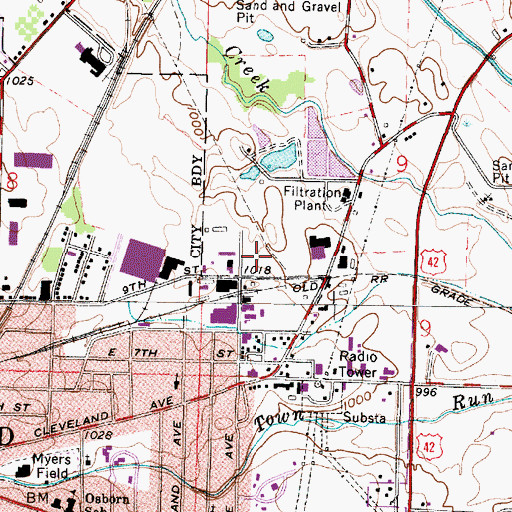 Topographic Map of ODOT District 3 Heliport, OH