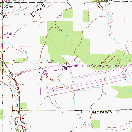 Topographic Map of Northeast Ohio Regional Airport, OH