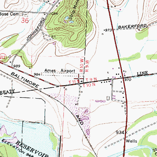Topographic Map of Beach City Airport, OH