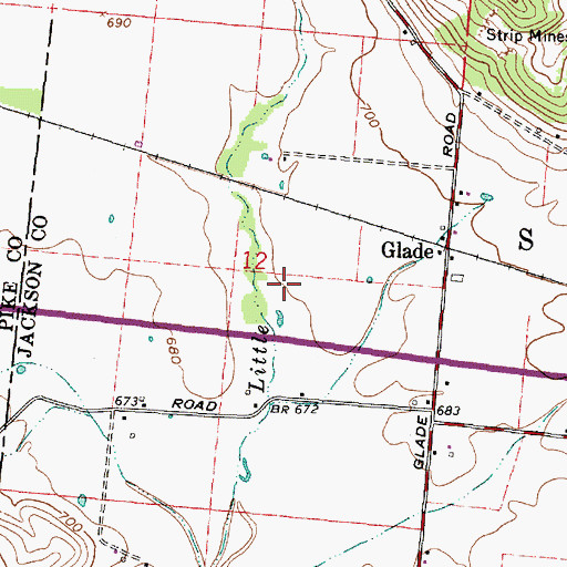 Topographic Map of Glade Airport (historical), OH