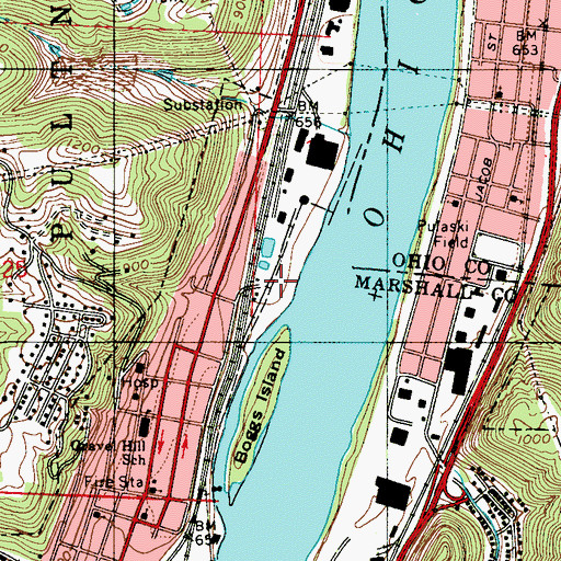 Topographic Map of Bellaire Heliport, OH