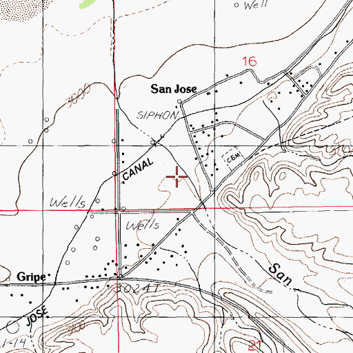 Topographic Map of San Jose Wash, AZ