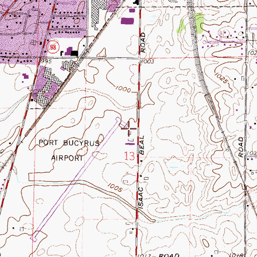 Topographic Map of Port Bucyrus-Crawford County Airport, OH