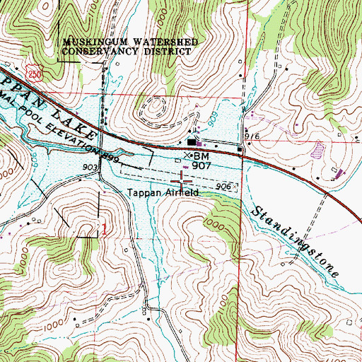 Topographic Map of Tappan Airpark (historical), OH