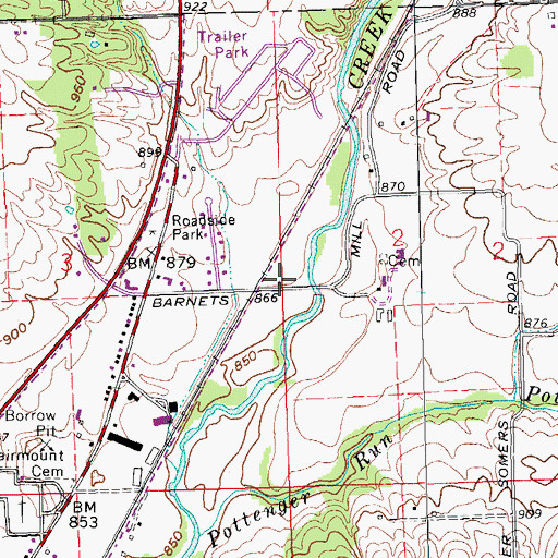 Topographic Map of Mite Airport, OH