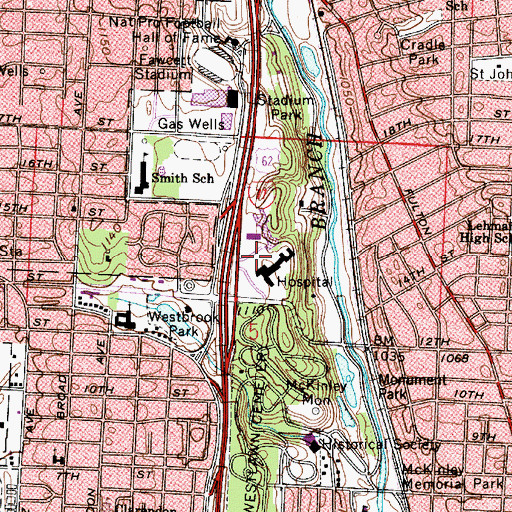 Topographic Map of Timken Mercy Medical Center Heliport, OH