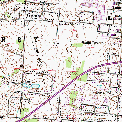 Topographic Map of Cross Airport, OH