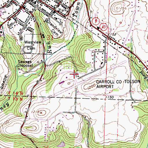 Topographic Map of Carroll County-Tolson Airport, OH