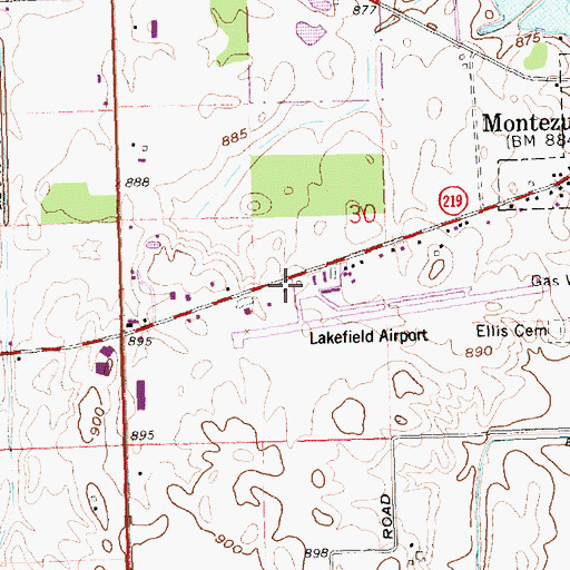 Topographic Map of Lakefield Airport, OH