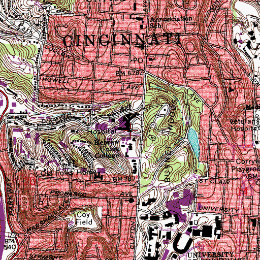 Topographic Map of Good Samaritan Hospital Heliport, OH