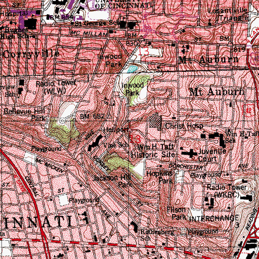 Topographic Map of Christ Hospital Heliport, OH