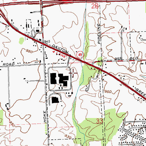 Topographic Map of Miami Valley Career Technology Center Airport, OH