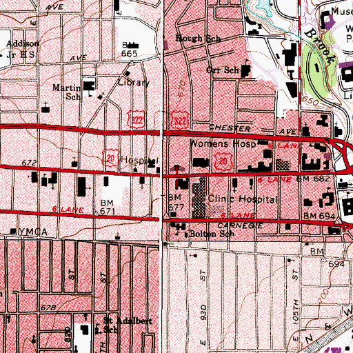 Topographic Map of Cleveland Clinic Foundation Heliport, OH