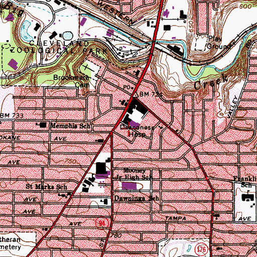 Topographic Map of Deaconess Hospital Heliport, OH