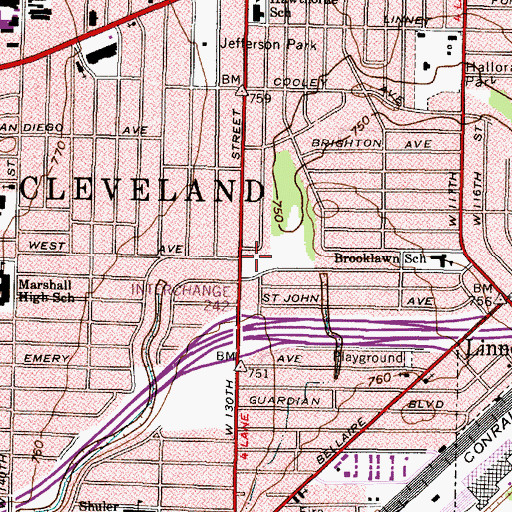 Topographic Map of 1st District Police Station Heliport, OH