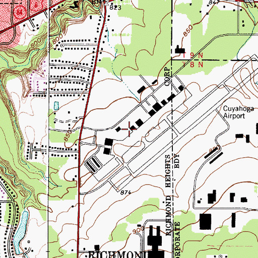 Topographic Map of Cuyahoga County Airport, OH