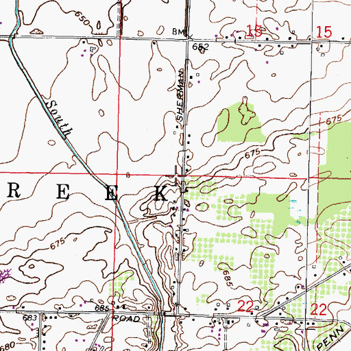 Topographic Map of Southcreek Airport (historical), OH