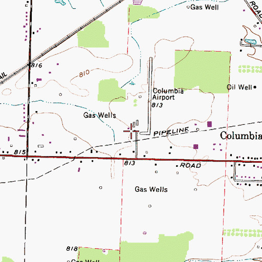 Topographic Map of Columbia Airport, OH
