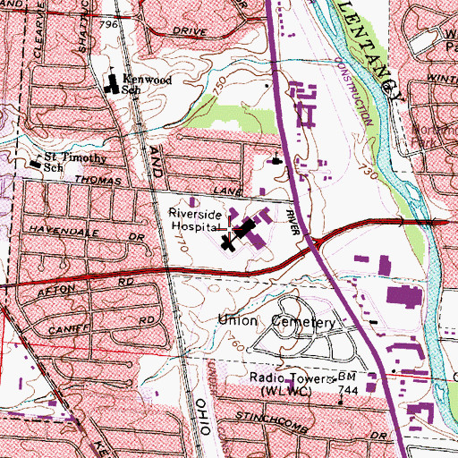 Topographic Map of Riverside Methodist Hospital Heliport, OH