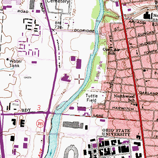 Topographic Map of Fawcett Center for Tomorrow Heliport, OH