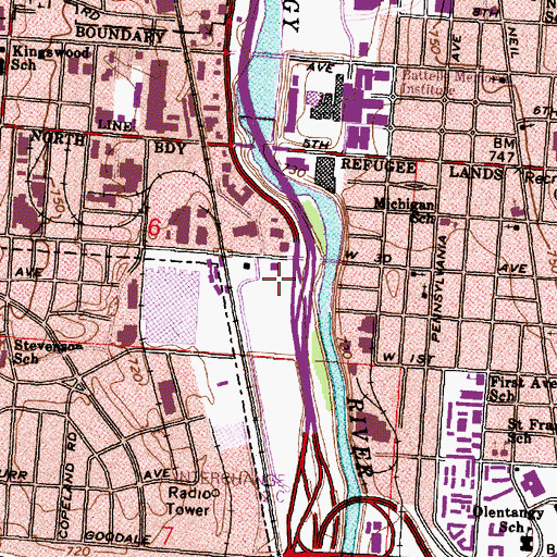 Topographic Map of Columbus Heliport, OH