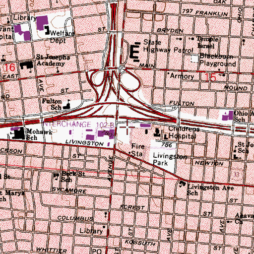 Topographic Map of Childrens Hospital Heliport, OH