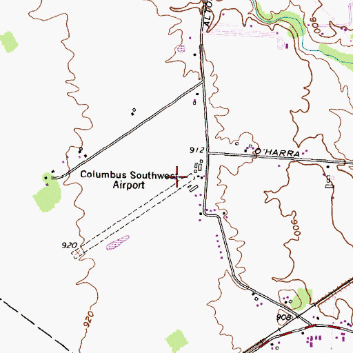 Topographic Map of Columbus Southwest Airport, OH
