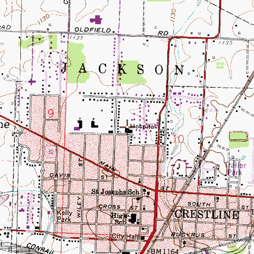 Topographic Map of Crestline Hospital Heliport, OH