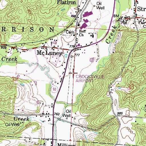 Topographic Map of Crooksville Airport (historical), OH