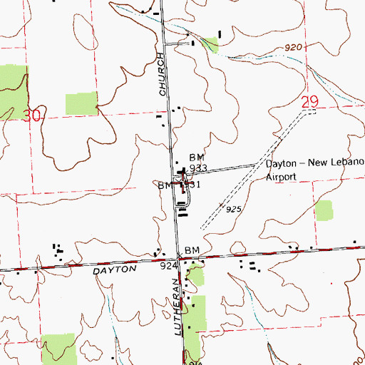 Topographic Map of Dahio Trotwood Airport, OH
