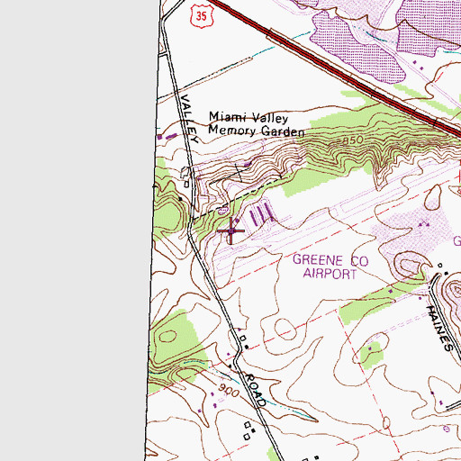 Topographic Map of Greene County-Lewis A Jackson Regional Airport, OH