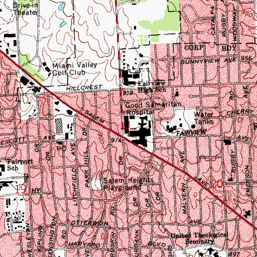 Topographic Map of Good Samaritan Hospital Heliport, OH