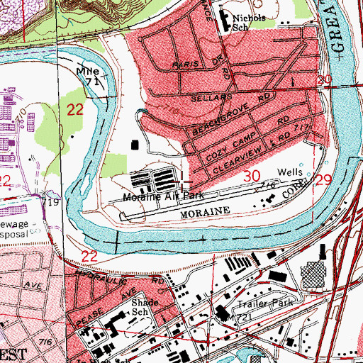 Topographic Map of Moraine Air Park, OH